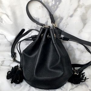 Zara black round drawstring bag